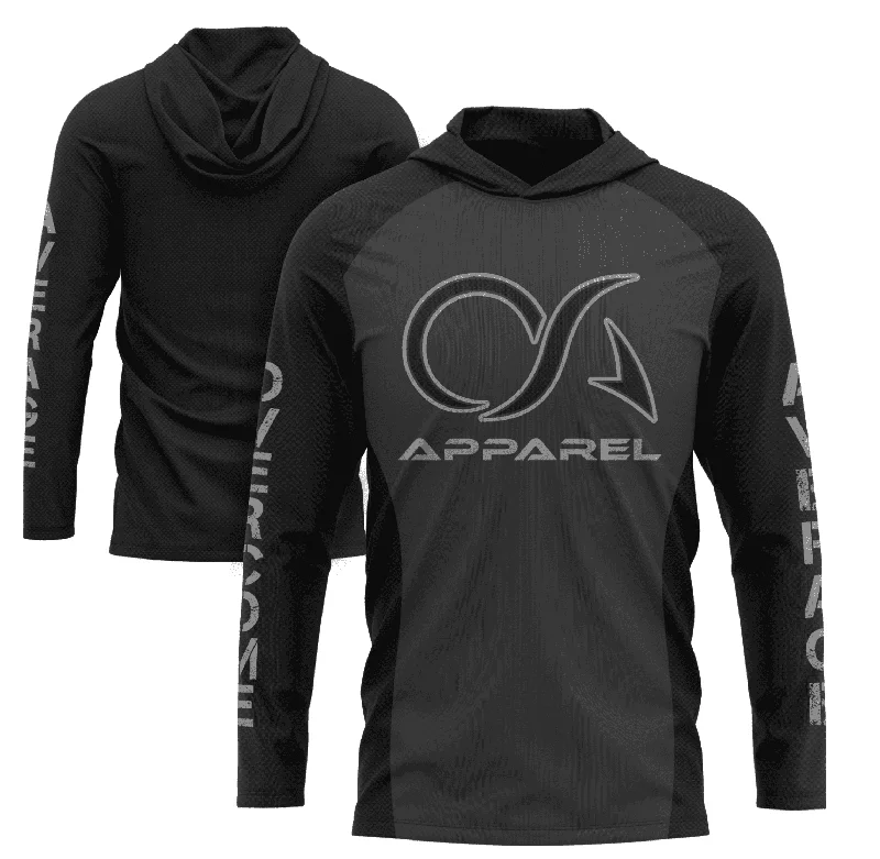 Overcome Average Hooded Long Sleeve Tee - Charcoal/Black Carbon Fiber