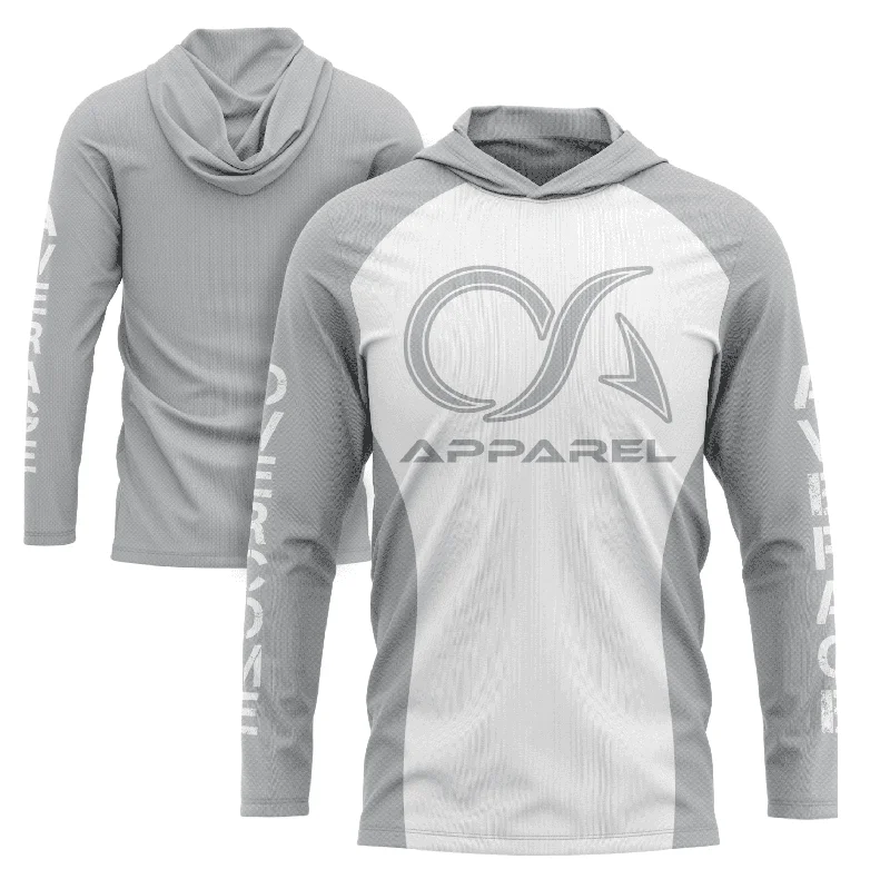 Overcome Average Hooded Long Sleeve Tee - White/Grey Carbon Fiber