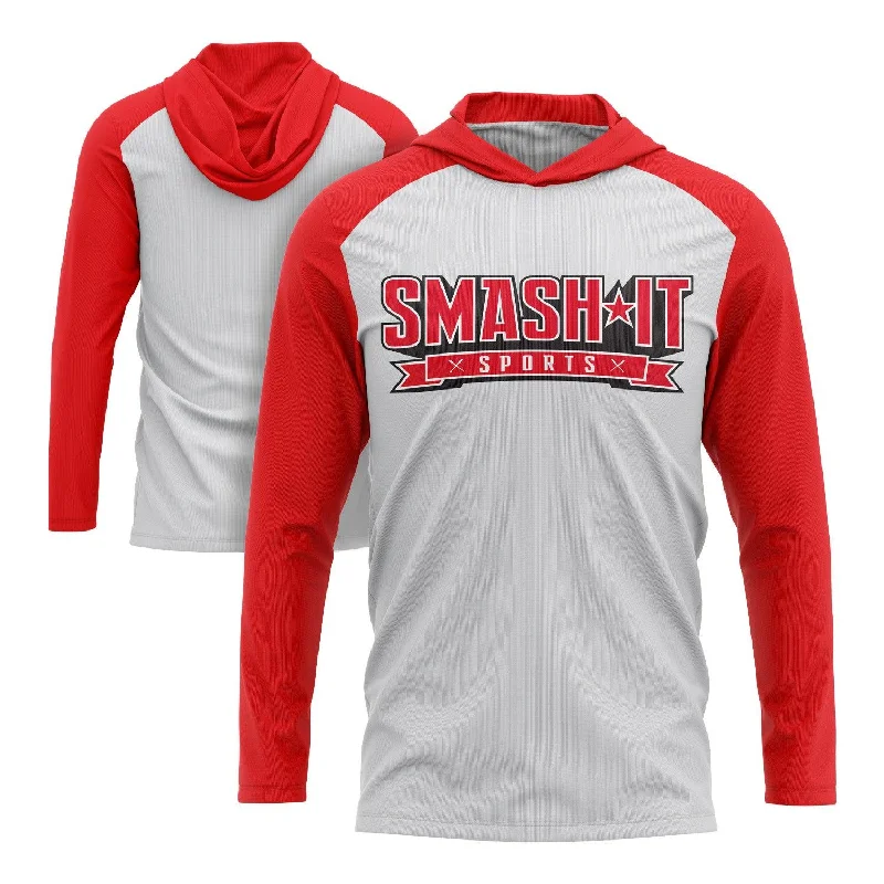 Smash It Sports Hooded Long Sleeve Tee - Red/White